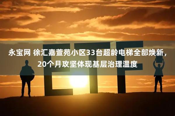 永宝网 徐汇嘉萱苑小区33台超龄电梯全部焕新，20个月攻坚体现基层治理温度